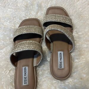 Steve Madden Beige Woven Strap Sandals